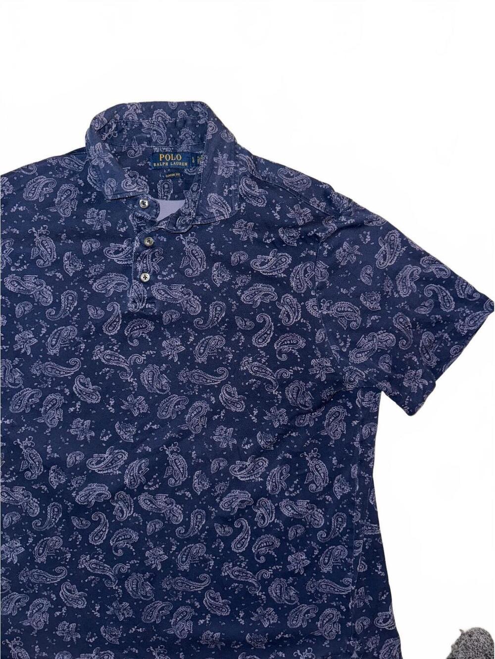 Men's Polo Ralph Lauren navy bandana print polo size large